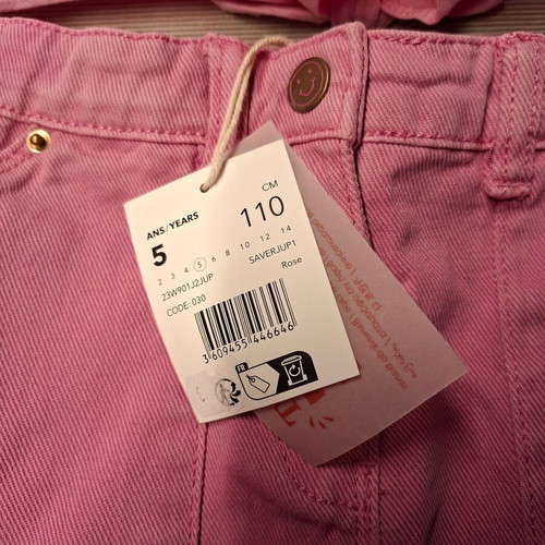 Du pareil au meme pink denim skirt and top set, age 5