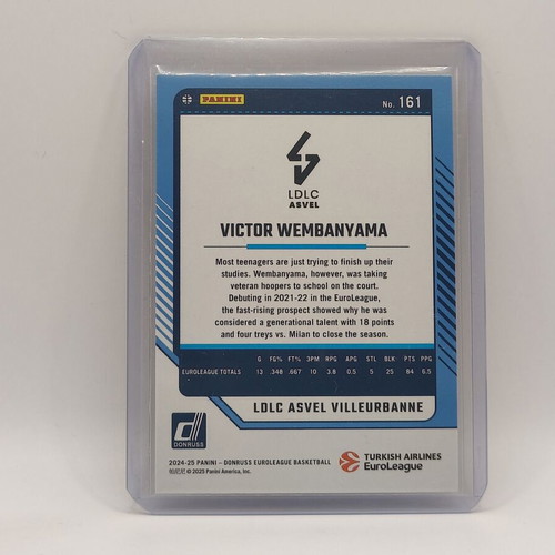 Victor Wembanyama Donruss EuroLeague Basketball Card 2024-25 New