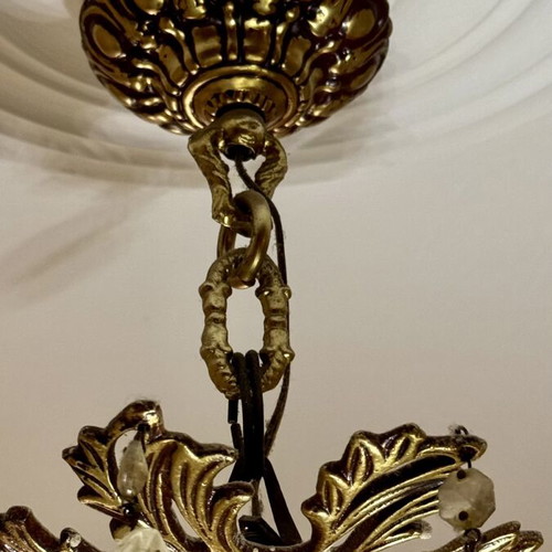Vintage ceiling light satin glass floral decoration like new