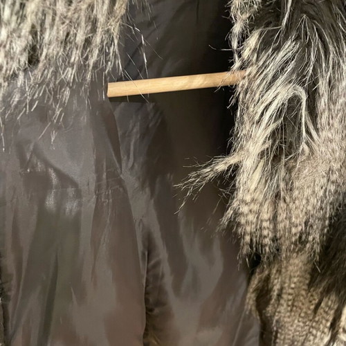 Sleeveless eco fur vest like new, size small/medium, black and grey