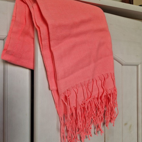 Authentic coral pashmina scarf new, cashmere silk