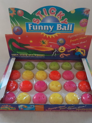 Sticky Funny Balls new, pack of 24 with display