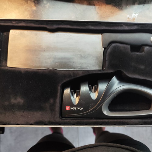 Wüstof cleaver with sharpener set of 2 used