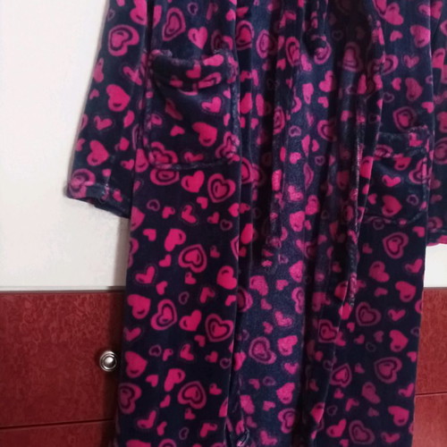 Women's home robe one size, blue and pink hearts