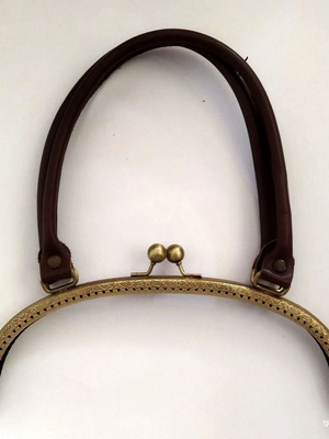 Metal frames for knitted bags set of 2 with genuine leather handles, new