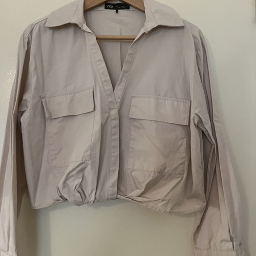 Zara cropped beige shirt like new, cotton