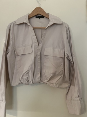 Zara cropped beige shirt like new, cotton