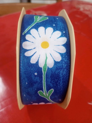 Cotton ribbon 10m new with flowers, 4 cm width