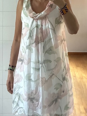 Elena Baldi Italian Silk Blend Watercolor Floral Dress M, like new