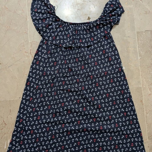 Esmara Off-Shoulder Dress with Anchors Blue Marine 100% Cotton like new