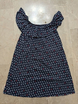 Esmara Off-Shoulder Dress with Anchors Blue Marine 100% Cotton like new