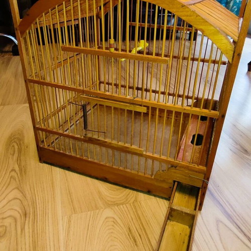 Handmade wooden birdcage for canaries used, vintage style