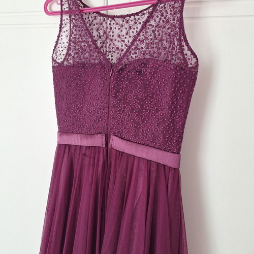 Tulle evening dress with stones like new, purple