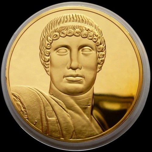 Apollon gold-plated 24K proof medal like new, Ancient Greece