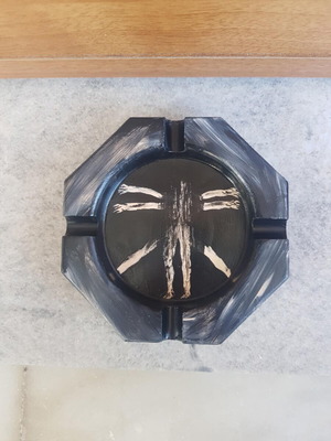 Handmade ashtray hand-painted from plaster and acrylics