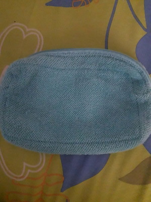 Life toiletry bag like new, turquoise terry fabric with zipper