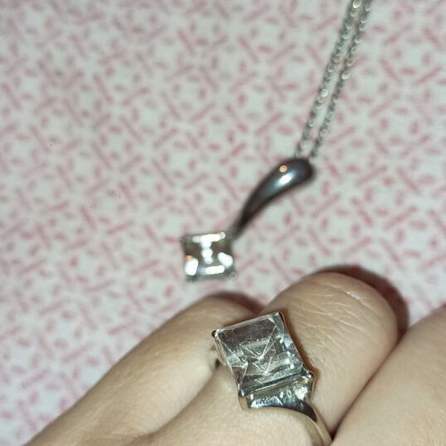 Pendant and ring set like new, rustproof metal
