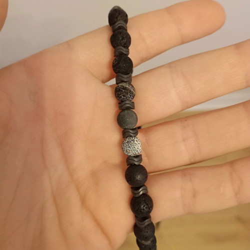 Lava rock necklace new, black and white