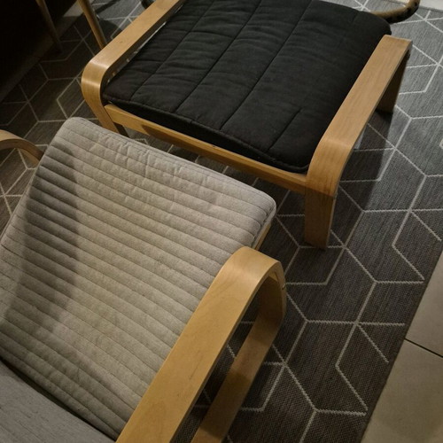 IKEA POÄNG armchair with footstool used