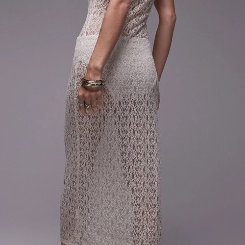 Topshop Ivory Lace Knit Sleeveless Midi Dress new, size S