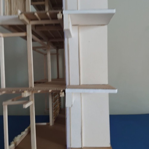 Architectural model scale 1:25 new, kraft cardboard and balsa wood