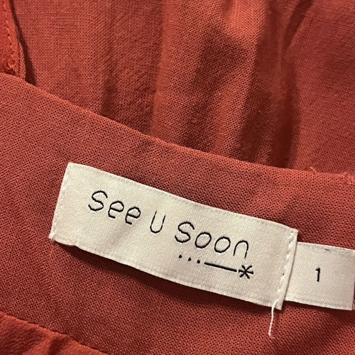 See U Soon terracotta long dress, V-neck with lace details