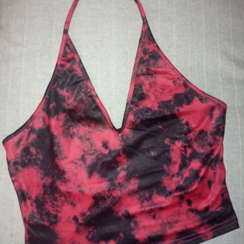 Cropped top halter black-red size Medium new