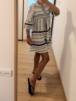 Vero Moda blue-white boho dress, 100% organic cotton, size S