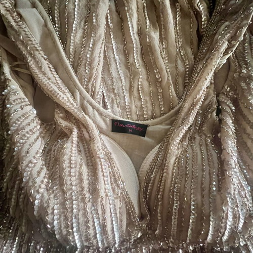 Evening dress with sequins used, beige, size L