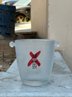 Serkova Vodka promotional ice bucket used, matte glass