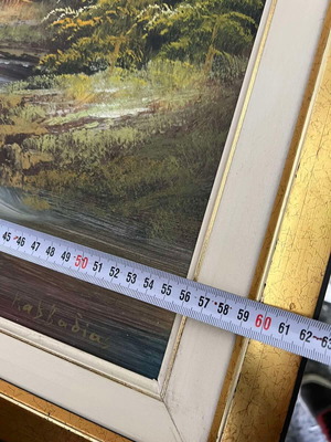 Signed Landscape Painting with Large Frame like new