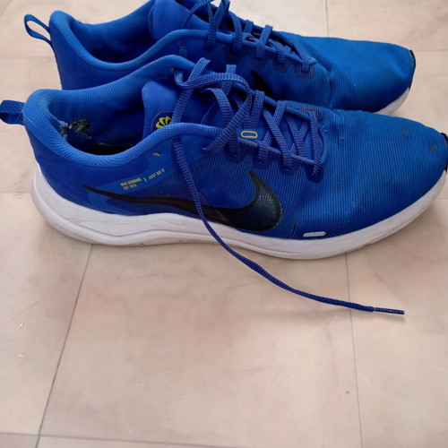 Nike athletic shoes pair, blue, size 46