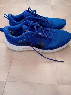 Nike athletic shoes pair, blue, size 46