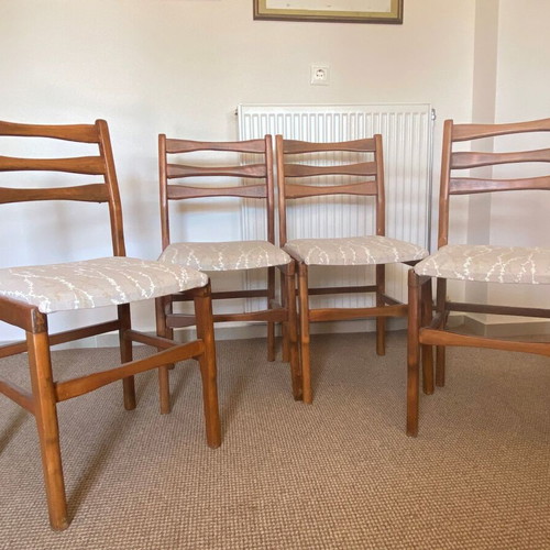 Vintage dining chairs set of 4 used, solid beech and oak wood