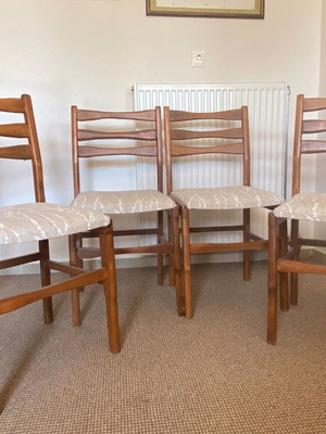 Vintage dining chairs set of 4 used, solid beech and oak wood