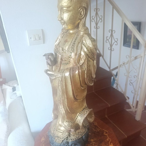 Guanyin Wooden Gilded Statue 80cm used, vintage