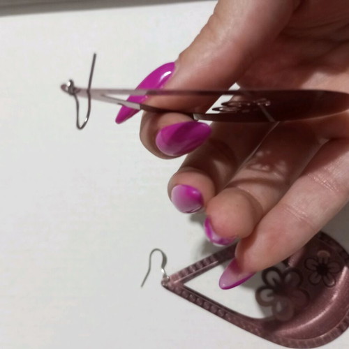 Metal earrings pink metallic shade like new, lightweight