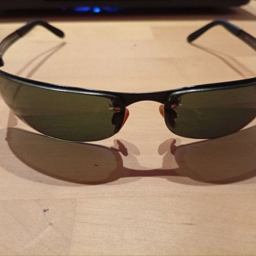 Emporio Armani sunglasses used, black with lens wear