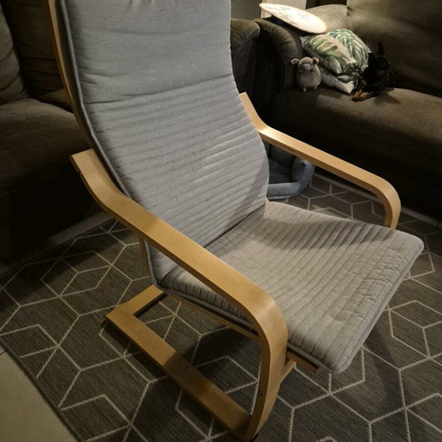IKEA POÄNG armchair with footstool used