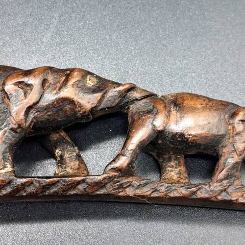 African Wood Carving Elephant Parade Tusk Used, 40 cm