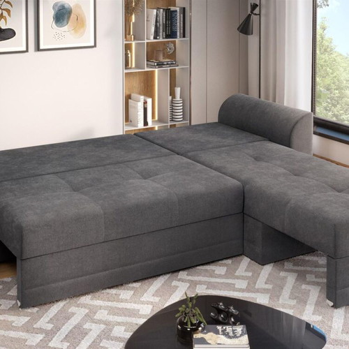 Corner sofa bed with storage compartments
