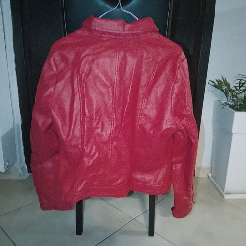 Women's red faux leather jacket size L