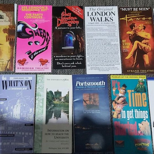 London 1995 tourist guides and flyers like new, 55 pieces
