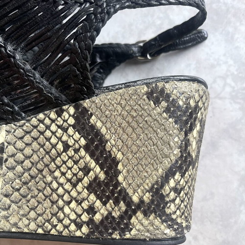 Pons Quintana leather platform sandals, animal print, size 38