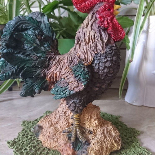 Decorative rooster polyresin like new, dimensions 24×17