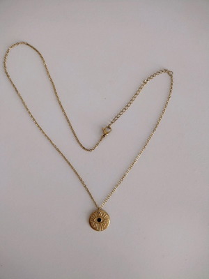 Black Eye Necklace new, gold color, 45cm adjustable length