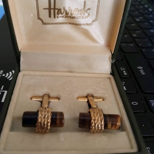 Cufflinks with tiger's eye like new, gold color from Harrods London