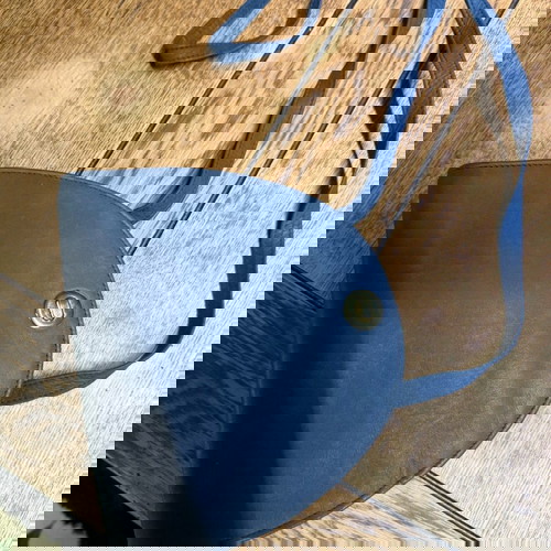 Πετριδης shoulder bag δερμάτινη μπλε σαν καινούργιο