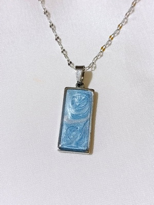 Necklace new, blue and stainless steel