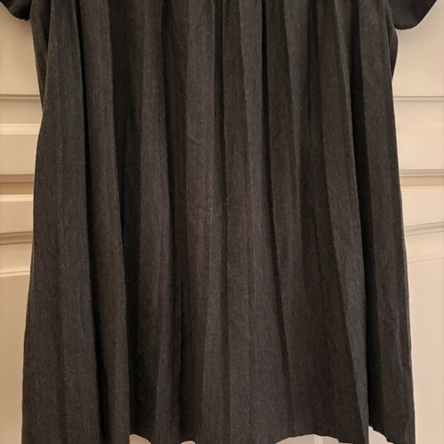 Three Dots blouse, dark gray, A-line with pleats